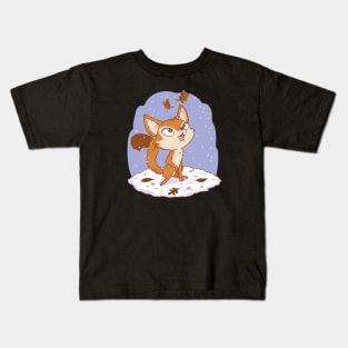 A Cute Cartoon Fox's Winter Adventure Kids T-Shirt